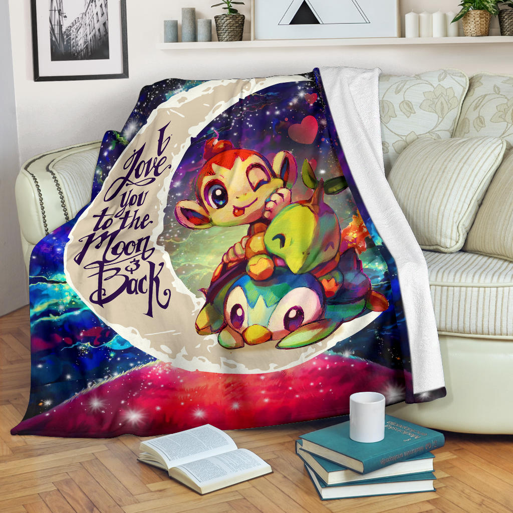 Piplup Turtwig And Chimchar Gen 4 Love You To The Moon Galaxy Blanket Nearkii