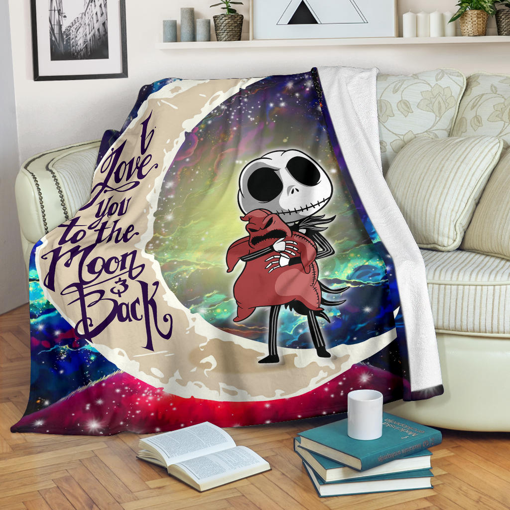 Jack Skellington Nightmare Before Christmas Love You To The Moon Galaxy Premium Blanket Nearkii