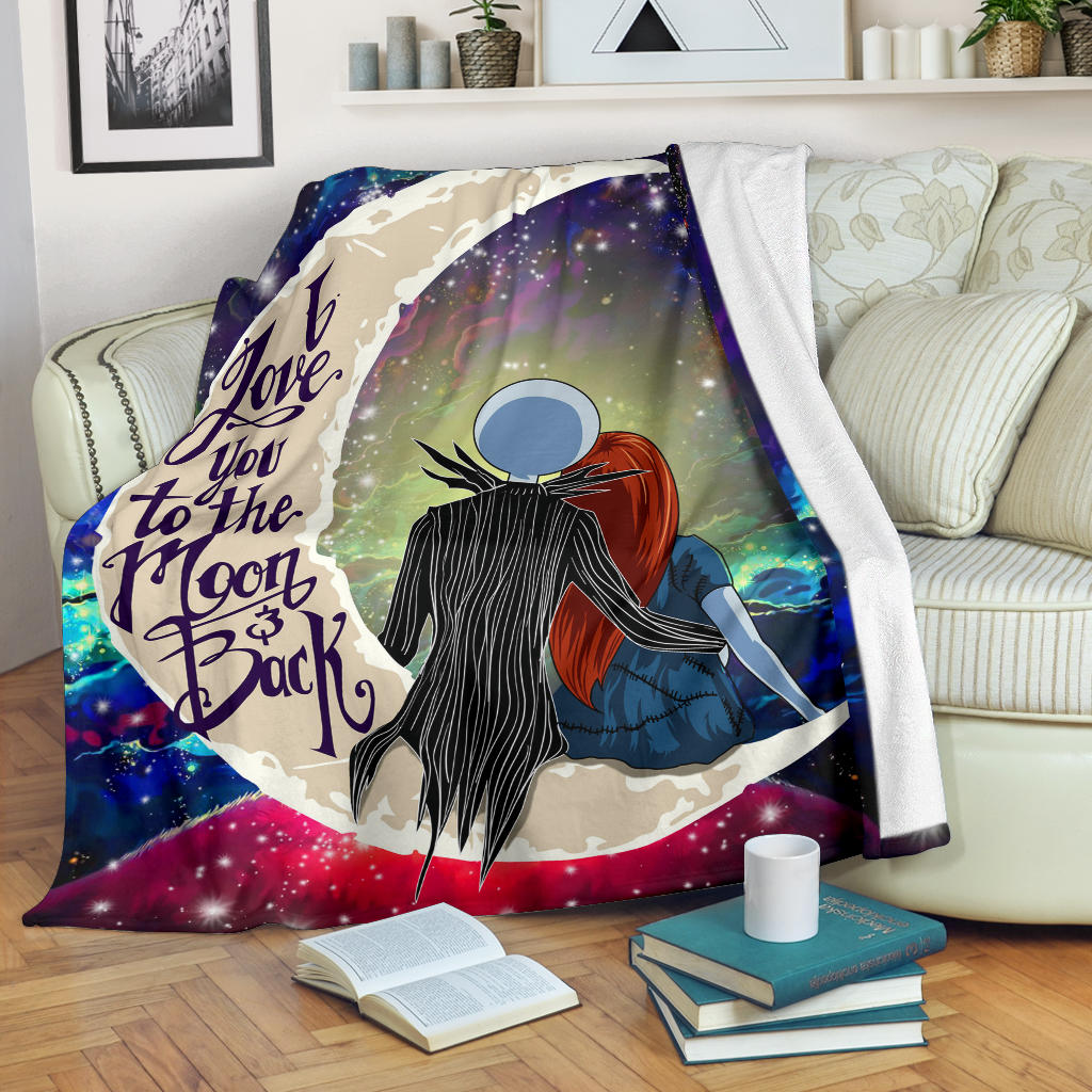 Jack And Sally Nightmare Before Christmas Love You To The Moon Galaxy Premium Blanket Nearkii