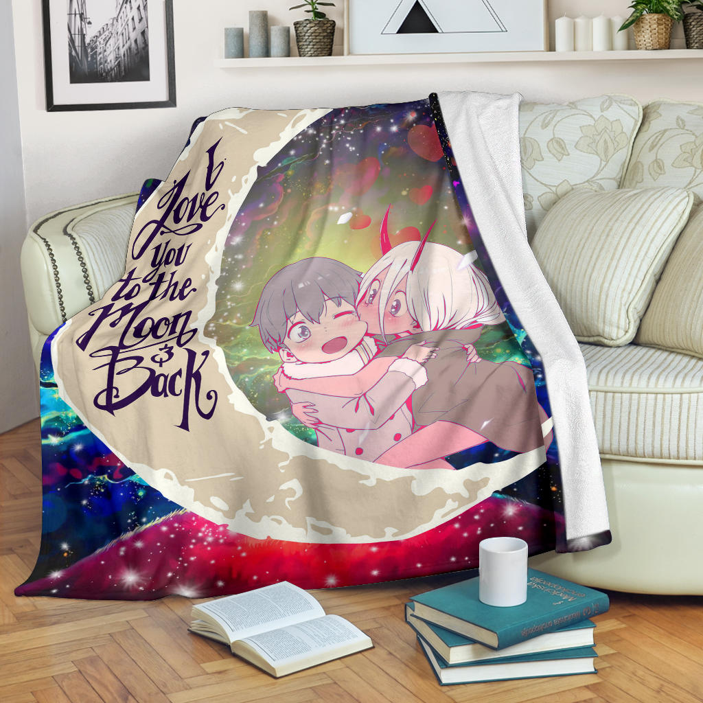 Darling In The Franxx Hiro And Zero Two Love You To The Moon Galaxy Premium Blanket Nearkii