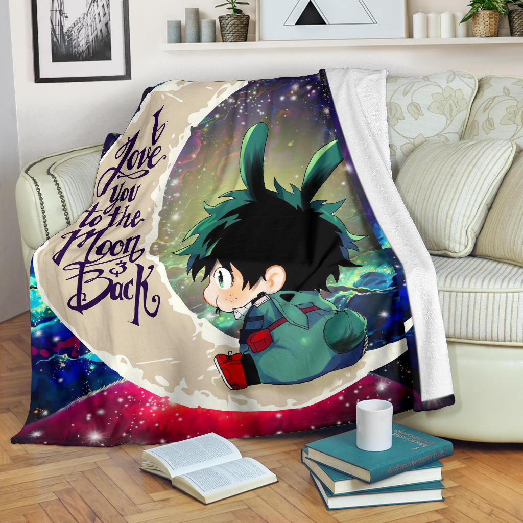 Deku My Hero Academia Anime Love You To The Moon Galaxy Premium Blanket Nearkii