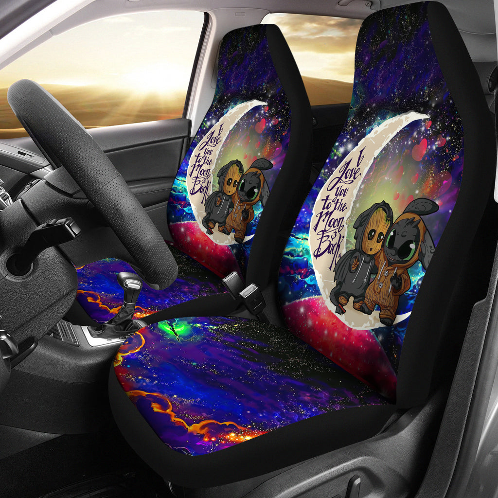 Groot And Toothless Love You To The Moon Galaxy Premium Custom Car Seat Covers Decor Protectors Nearkii