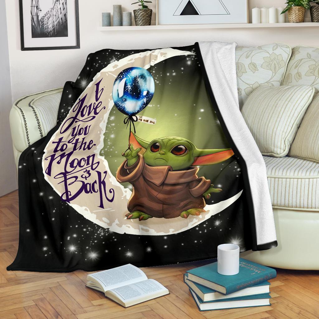 Baby Yoda Love Moon Back Premium Blanket Nearkii