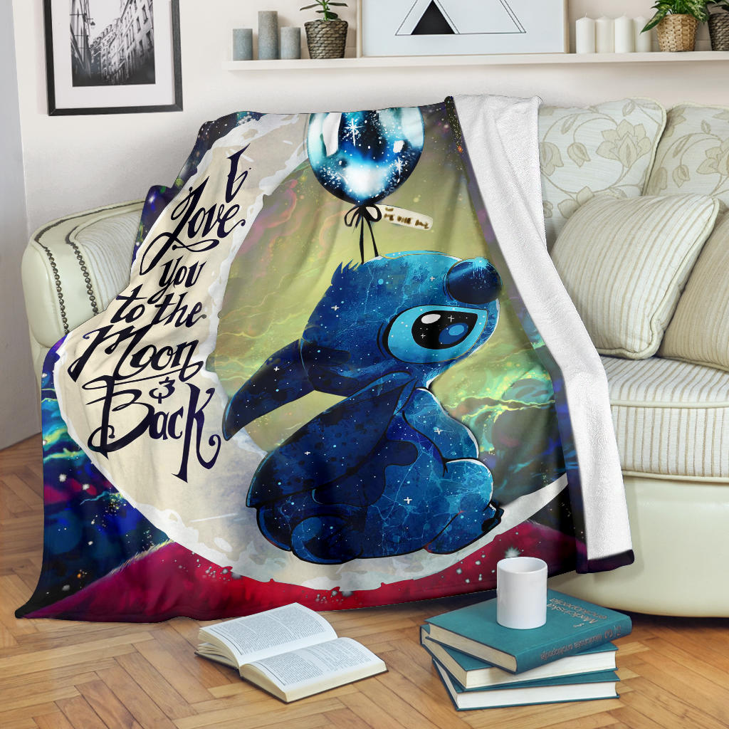 Stitch Love You To The Moon Galaxy Premium Blanket Nearkii