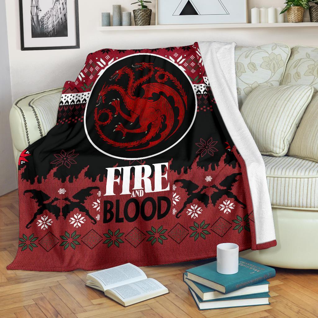 Fire And Blood Ugly Christmas Custom Blanket Home Decor Nearkii