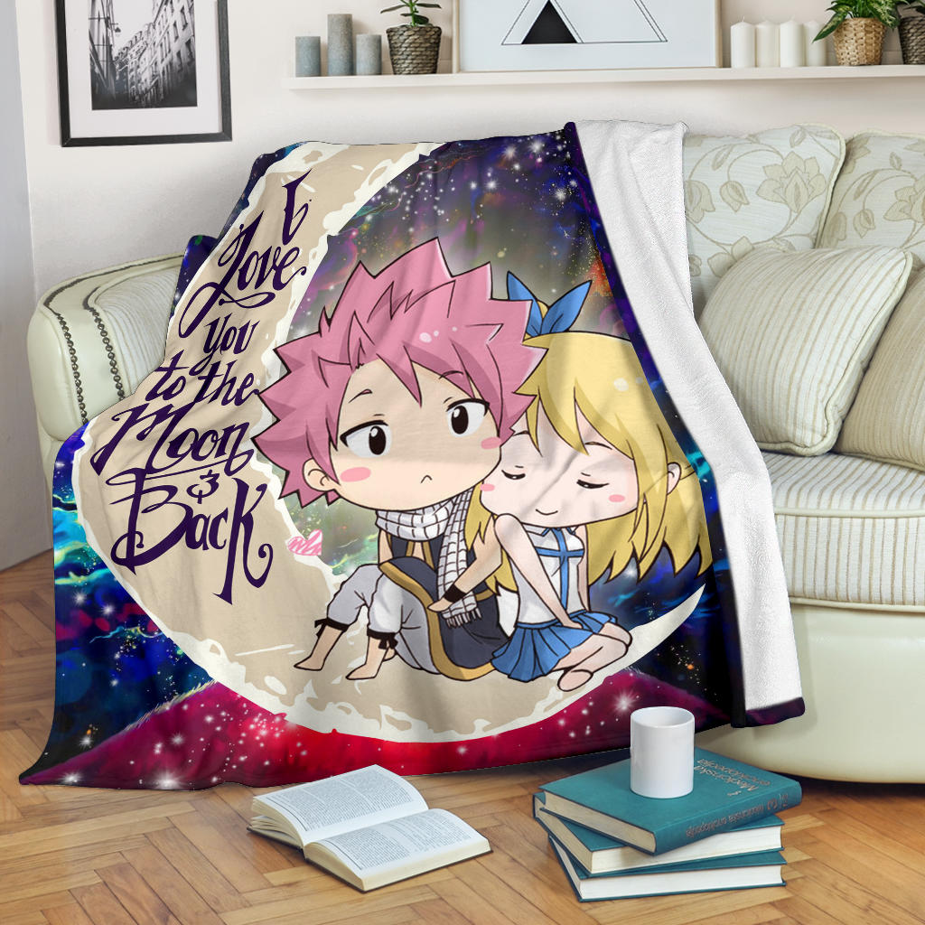 Natsu Fairy Tail Anime Love You To The Moon Galaxy Premium Blanket Nearkii