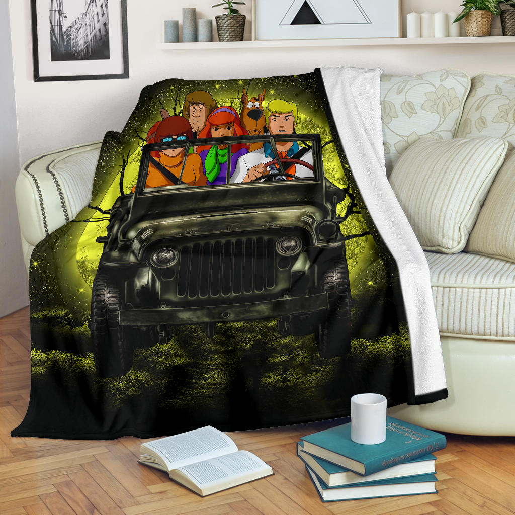 Scooby Doo Funny Drive Jeep Moonlight Halloween Premium Blanket Nearkii