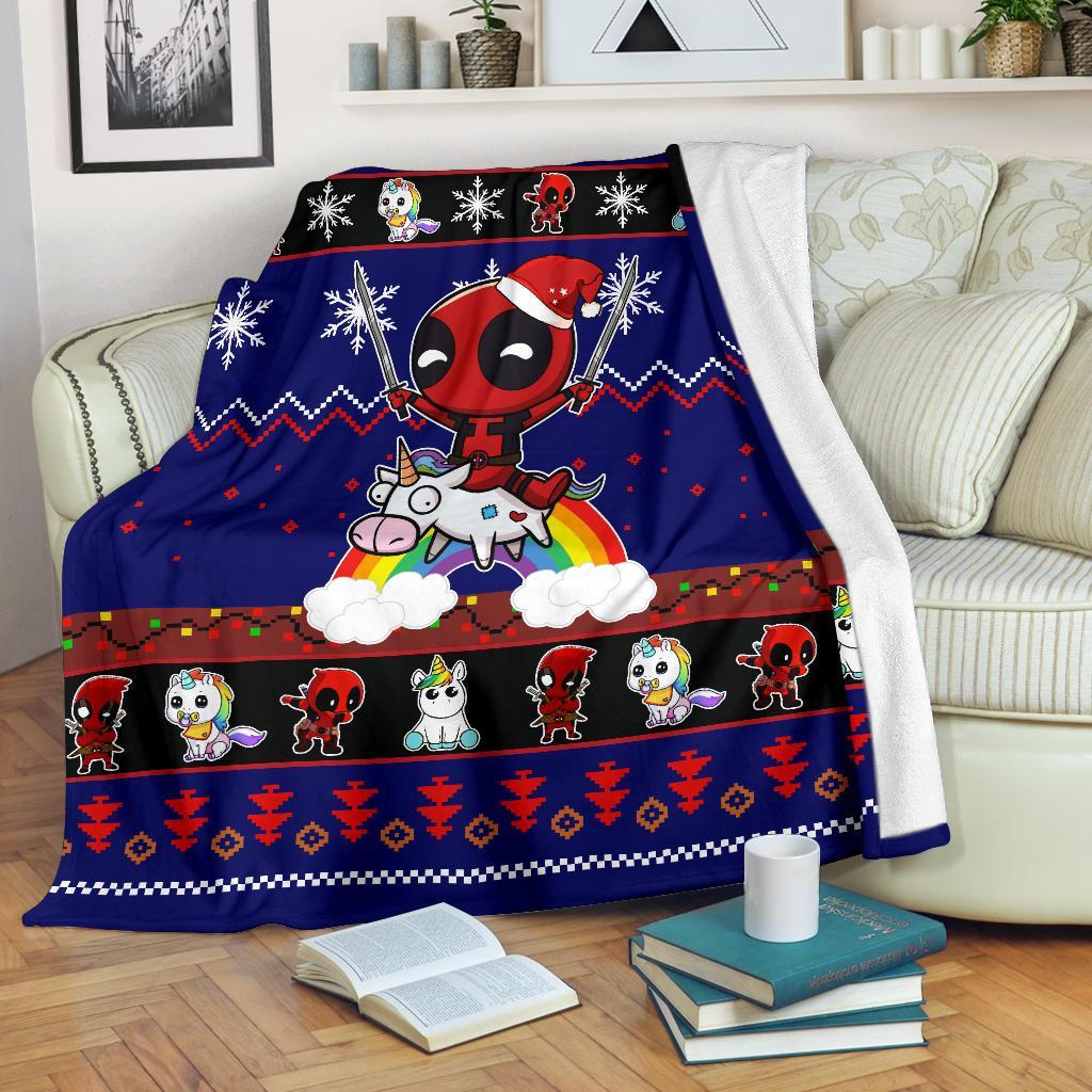 Deadpool Unicorn Christmas Blanket Amazing Gift Idea Nearkii