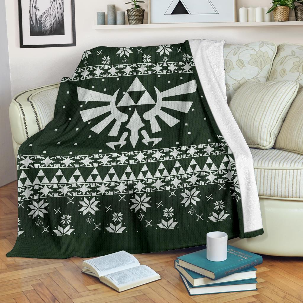 Legend Of Zelda Dark Green Sign Ugly Christmas Custom Blanket Home Decor Nearkii