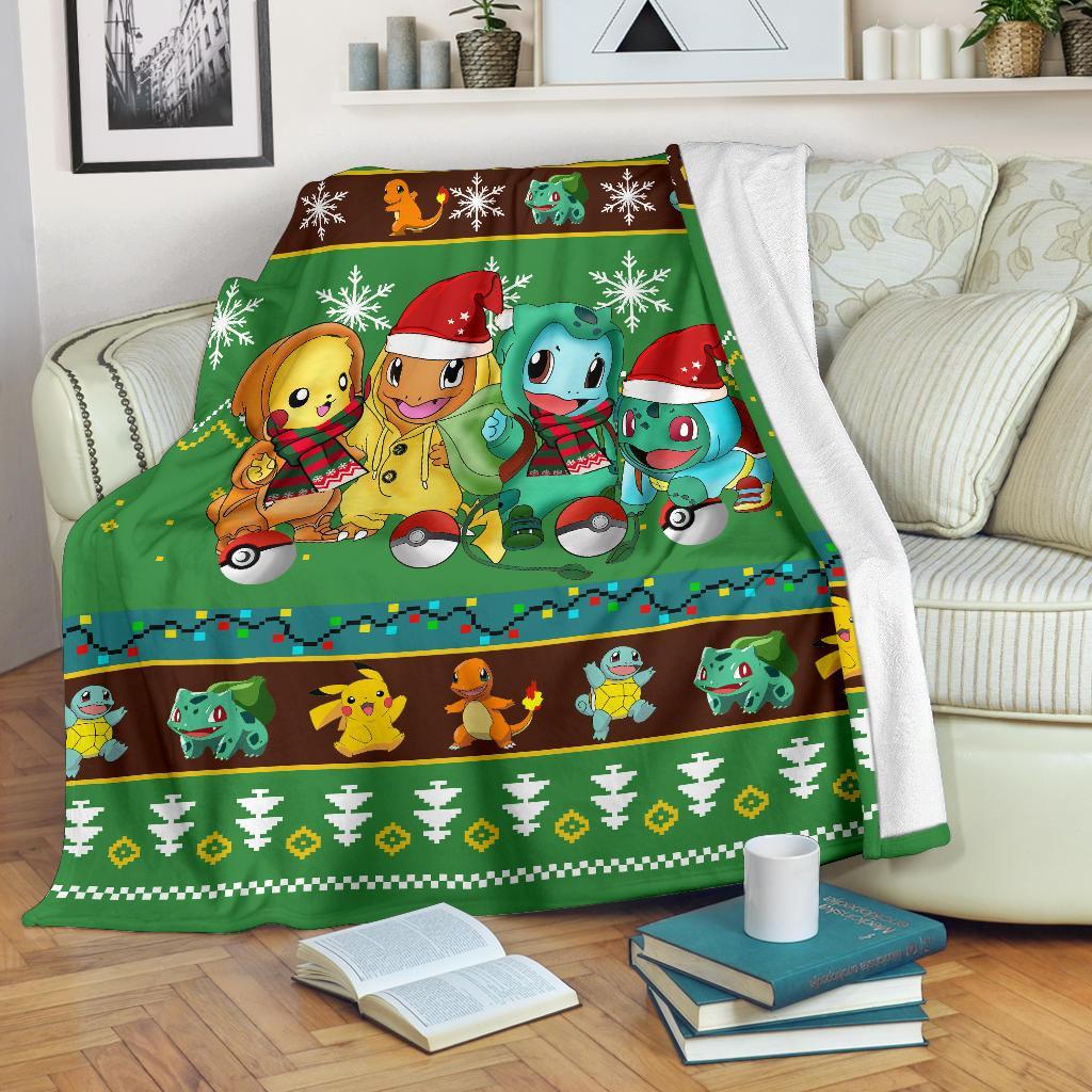 Green Gearzime Pokemon Pikachu Christmas Blanket Amazing Gift Idea Nearkii