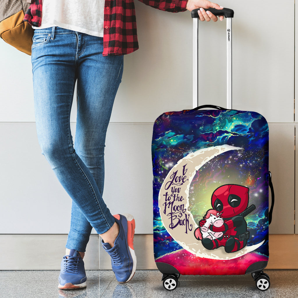 Chibi Deadpool Unicorn Toy Love You To The Moon Galaxy Luggage Cover Suitcase Protector Nearkii