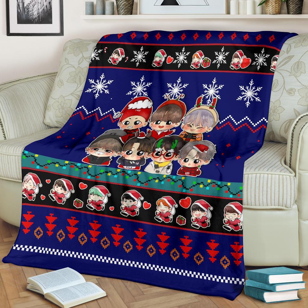 Blue Bts Christmas Blanket Amazing Gift Idea Nearkii