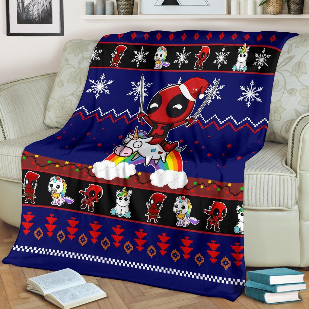 Deadpool Unicorn Christmas Blanket Amazing Gift Idea Nearkii