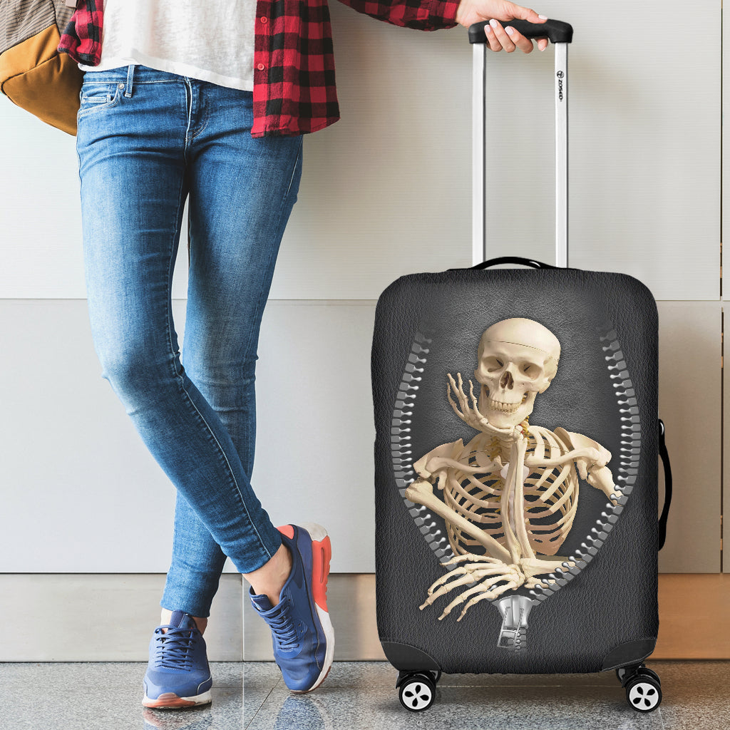 Funny Skull Zipper Luggage Cover Suitcase Protector Nearkii