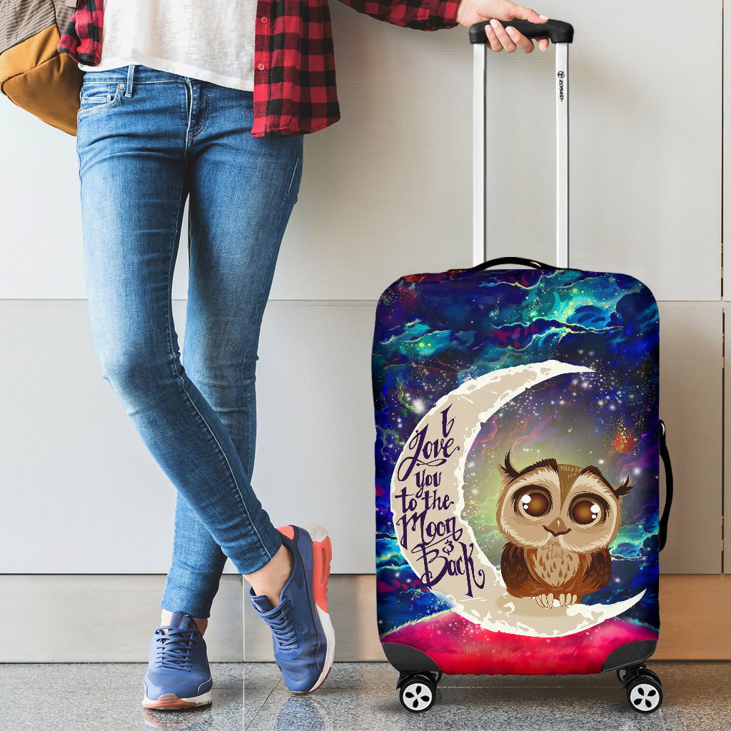 Cute Owl Love You To The Moon Galaxy Luggage Cover Suitcase Protector Nearkii