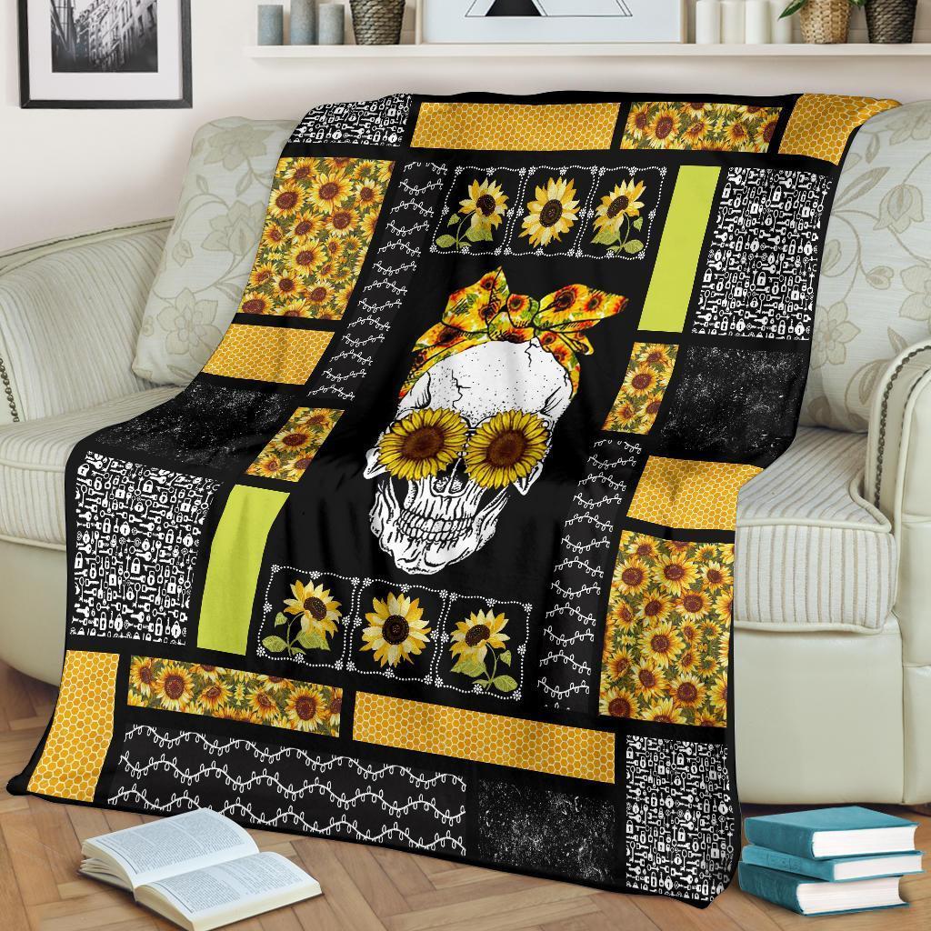 Skull Sunflower Premium Blanket Nearkii