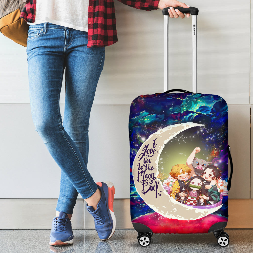 Demond Slayer Team Love You To The Moon Galaxy Luggage Cover Suitcase Protector Nearkii