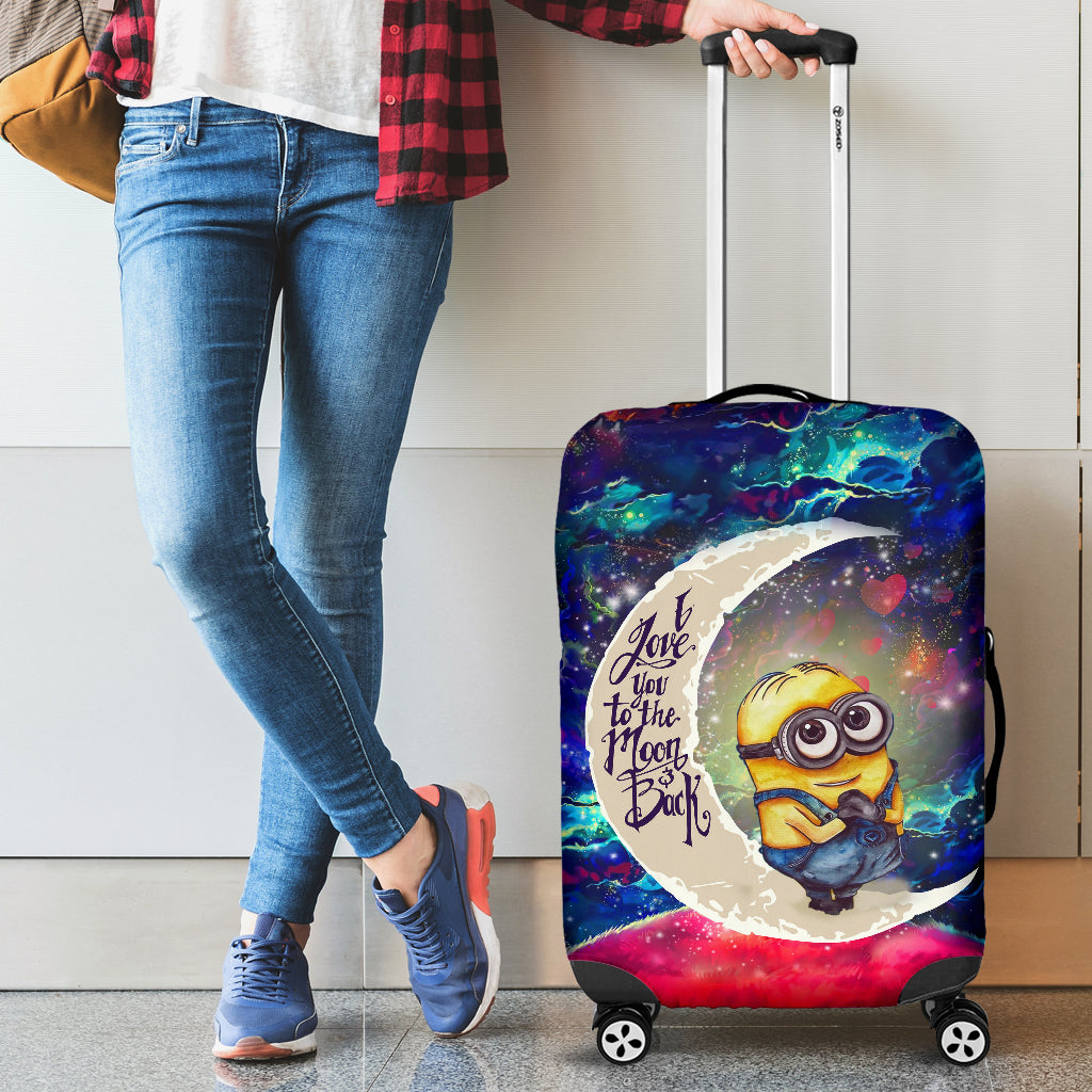 Cute Minions Despicable Me Love You To The Moon Galaxy Luggage Cover Suitcase Protector Nearkii