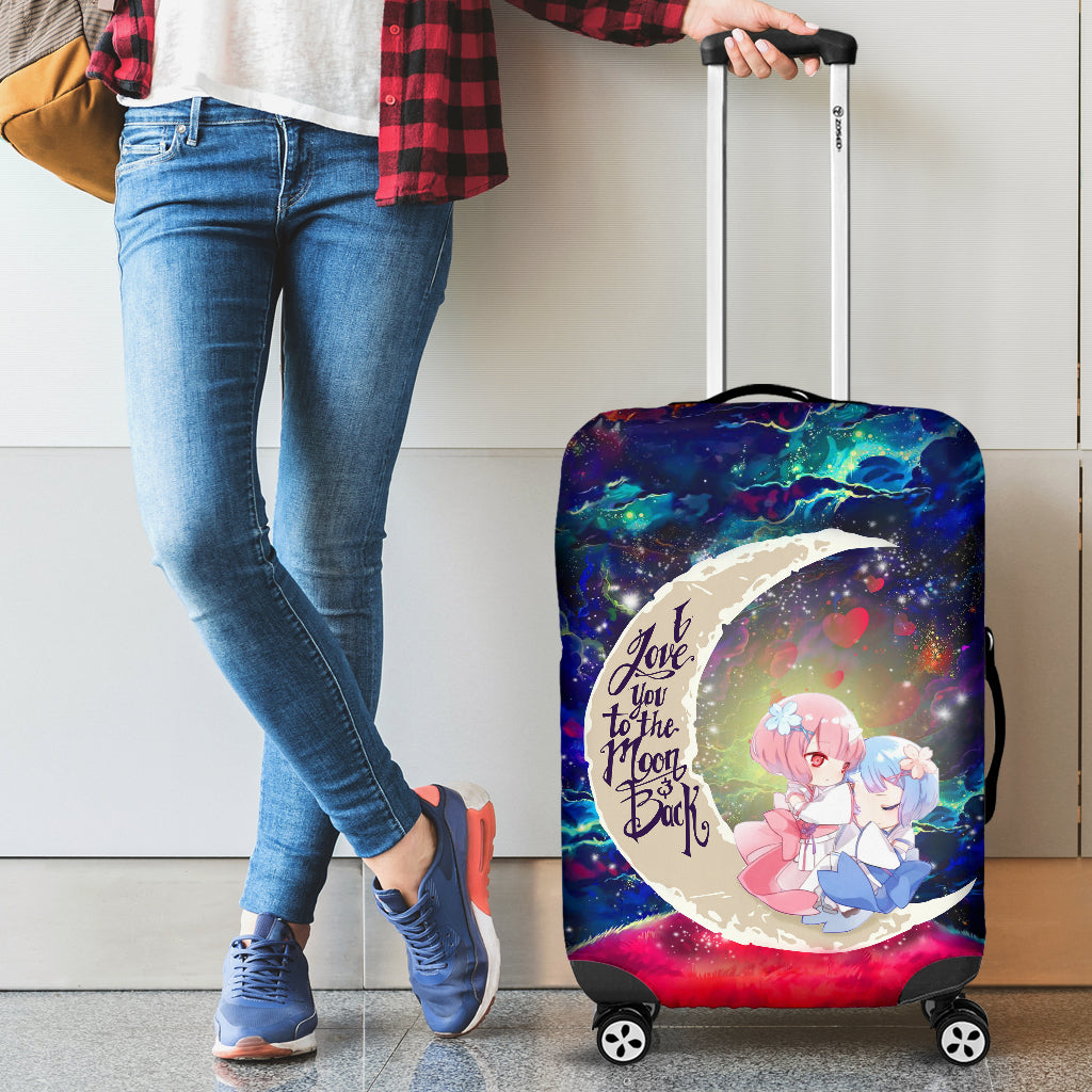 Ram And Rem Rezero Love You To The Moon Galaxy Luggage Cover Suitcase Protector Nearkii