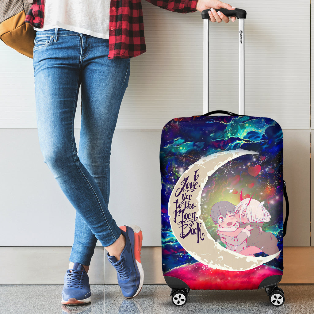 Darling In The Franxx Hiro And Zero Two Love You To The Moon Galaxy Luggage Cover Suitcase Protector Nearkii