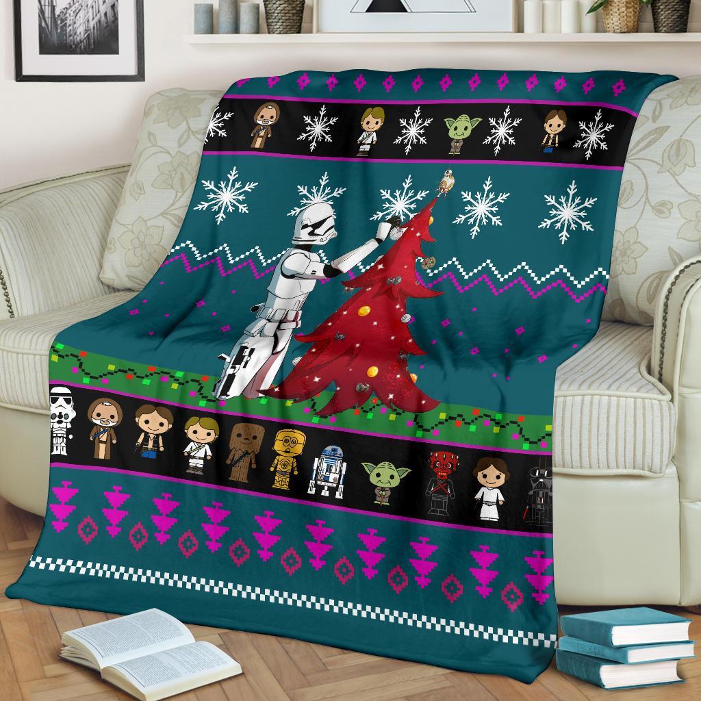 Starwars Blue Christmas Blanket Amazing Gift Idea Nearkii