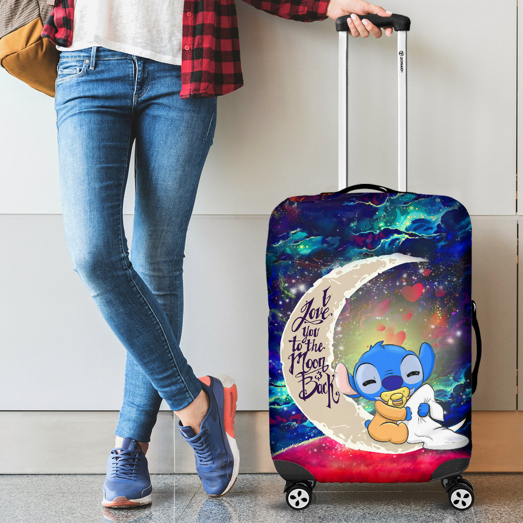 Cute Baby Stitch Sleep Love You To The Moon Galaxy Luggage Cover Suitcase Protector Nearkii