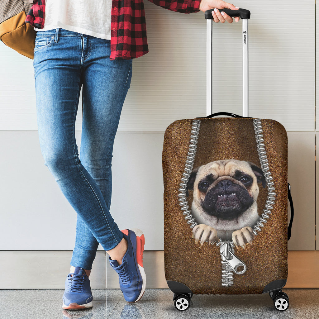 Pug Cute Zipper Luggage Cover Suitcase Protector Nearkii