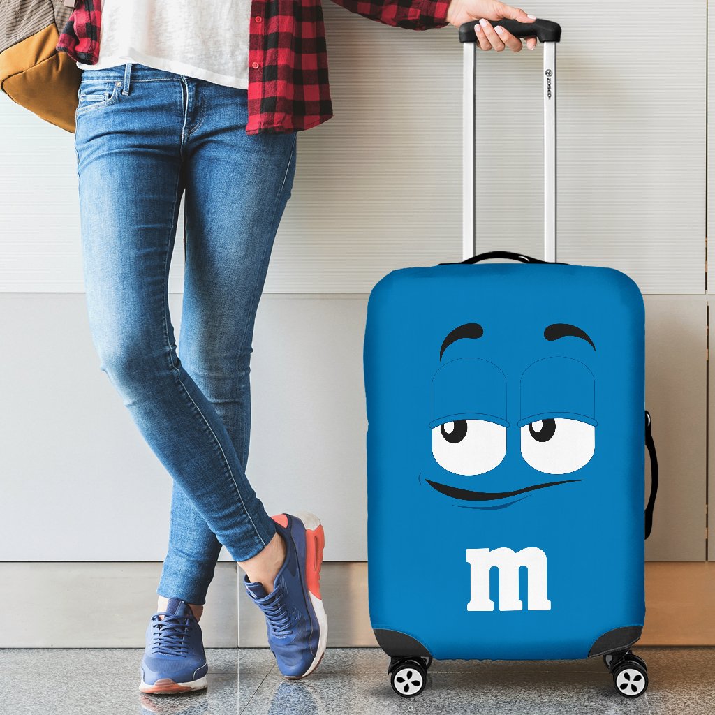 M&M Chocolate Blue Luggage Cover Suitcase Protector Nearkii