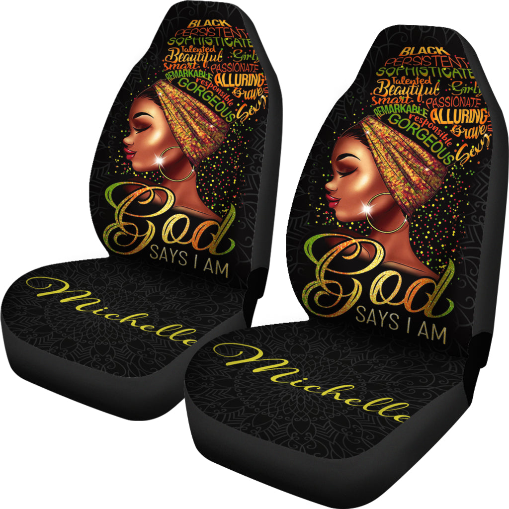 Best Personalized Black Girl Premium Custom Car Seat Covers Decor Protector Nearkii