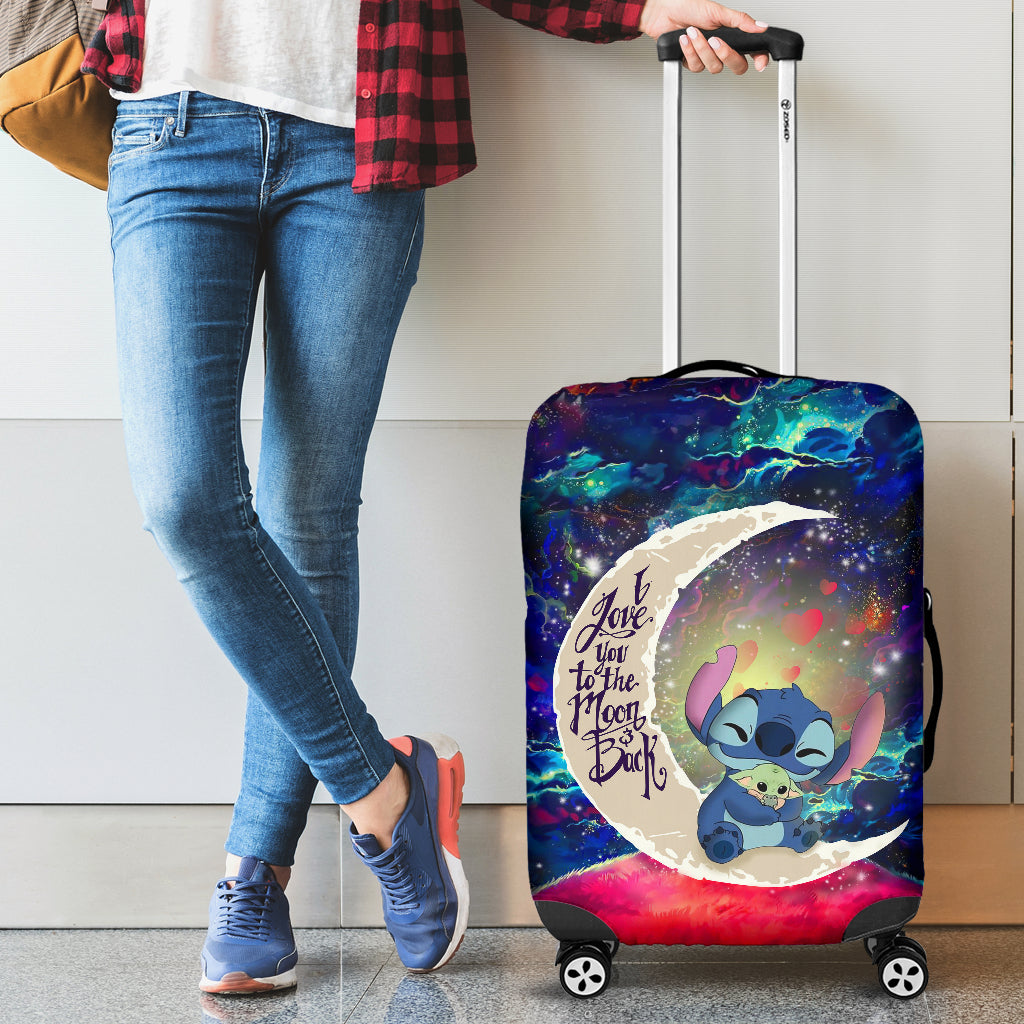 Stitch Hold Baby Yoda Love You To The Moon Galaxy Luggage Cover Suitcase Protector Nearkii