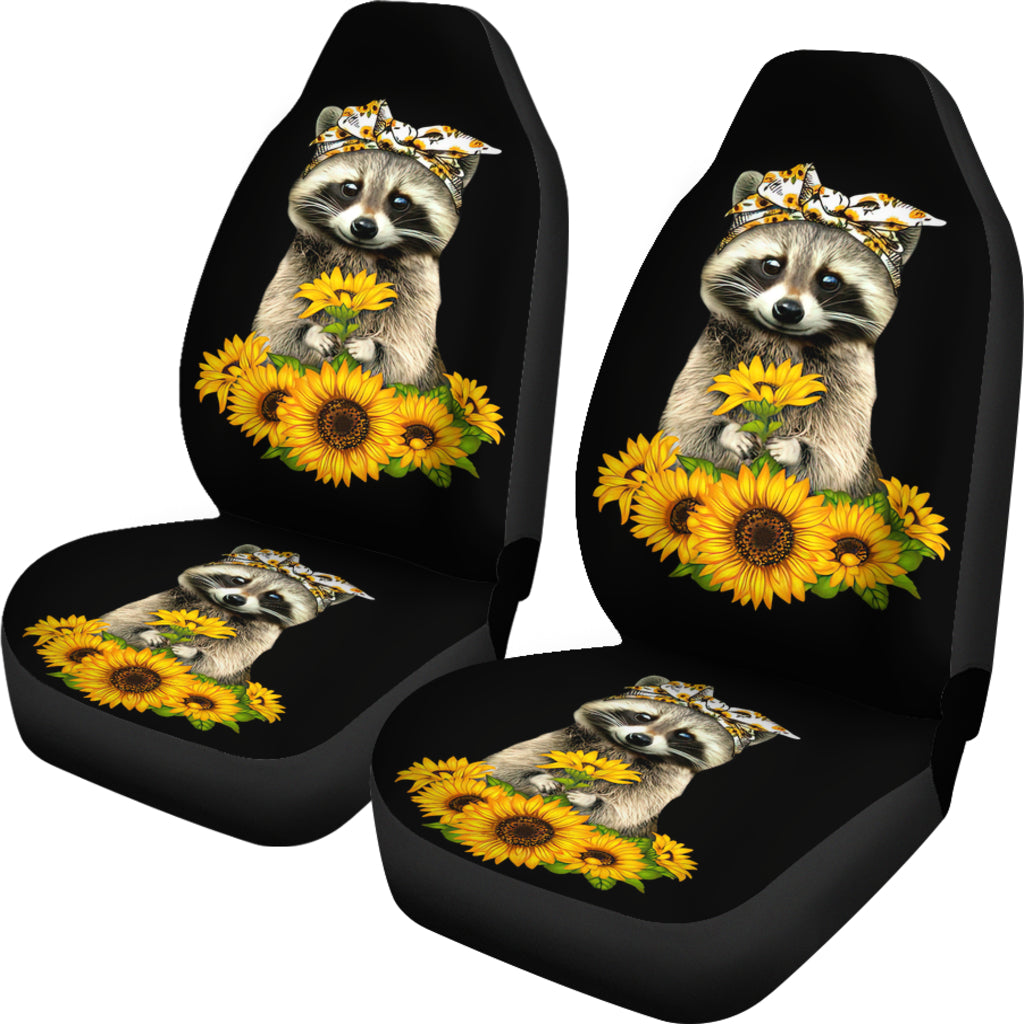 Best Sunflowers Racoon Sunflowers Premium Custom Car Seat Covers Decor Protector Nearkii