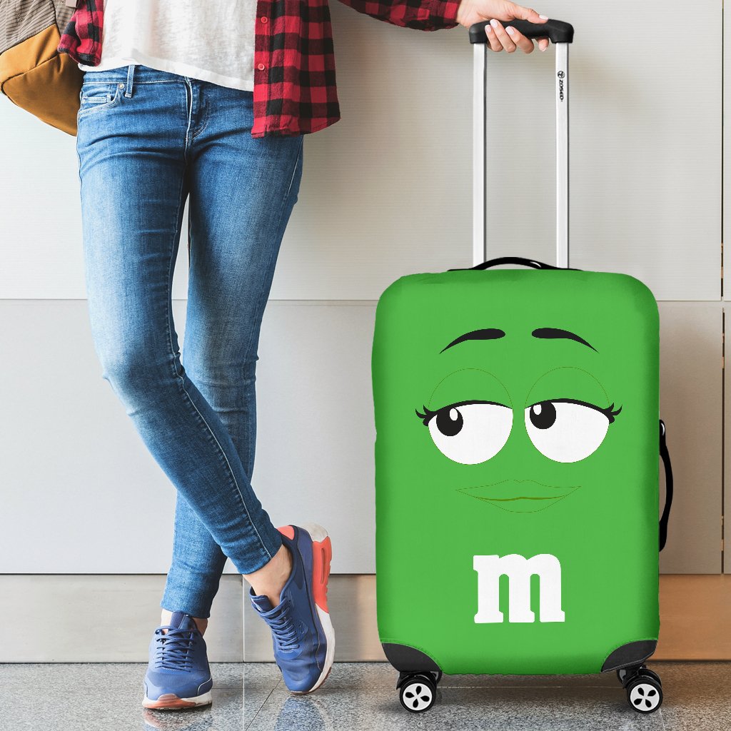 M&M Chocolate Green Luggage Cover Suitcase Protector Nearkii