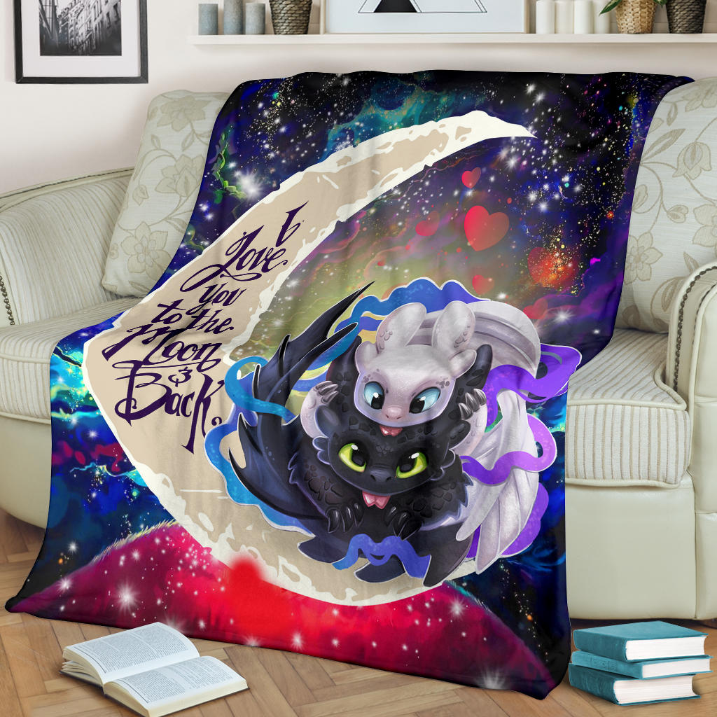 Toothless And Light Fury How To Train Your Dragon Love You To The Moon Galaxy Blanket Nearkii