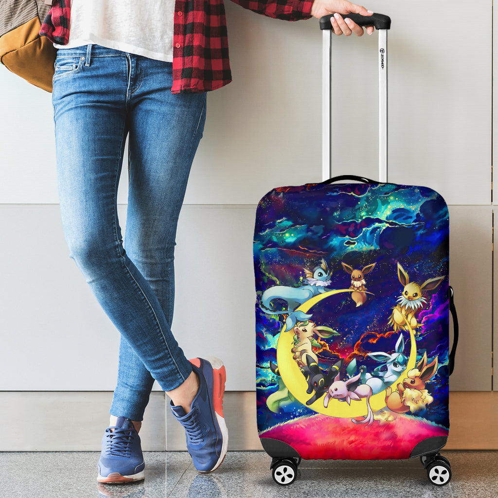 Eevee Evolution Pokemon Family Love You To The Moon Galaxy Luggage Cover Suitcase Protector Nearkii