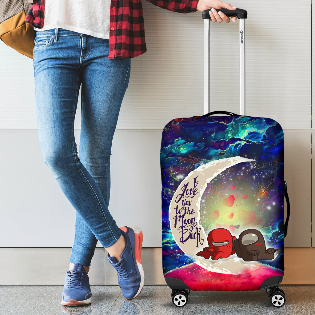 Among Us Couple Love You To The Moon Galaxy Luggage Cover Suitcase Protector Nearkii