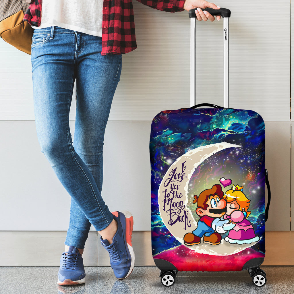 Mario Couple Love You To The Moon Galaxy Luggage Cover Suitcase Protector Nearkii