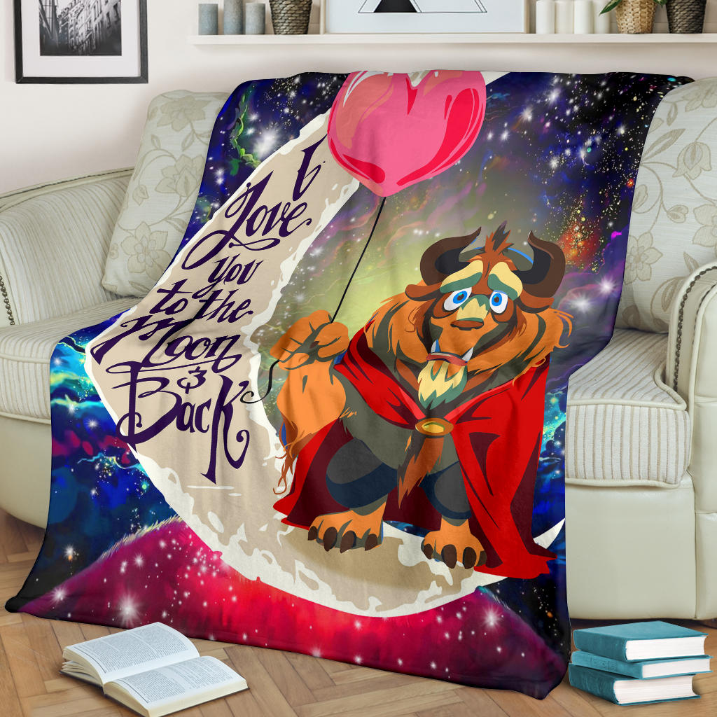 Beauty And The Beast Love You To The Moon Galaxy Premium Blanket Nearkii