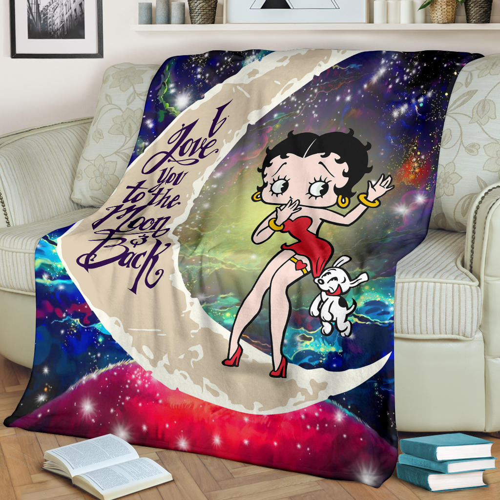 Betty Boop Love You To The Moon Galaxy Premium Blanket Nearkii