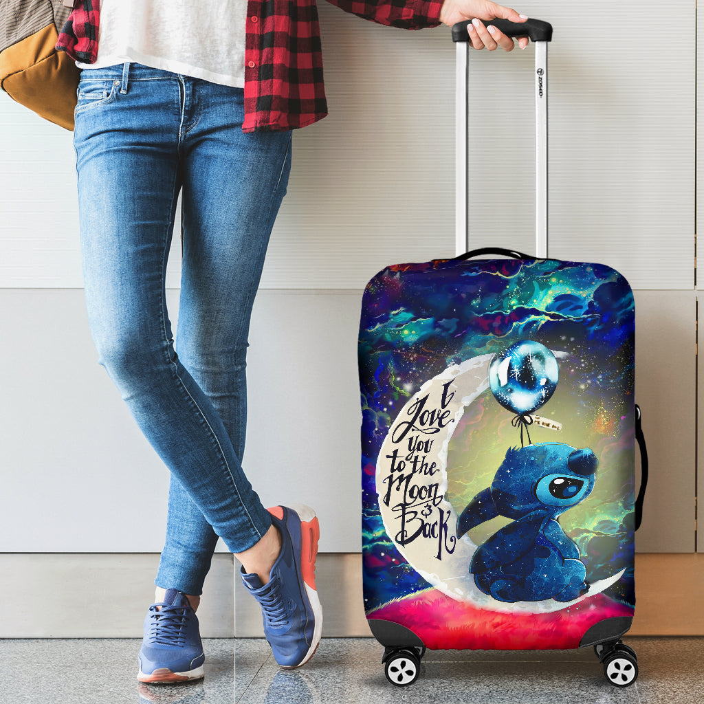 Stitch Love You To The Moon Galaxy Luggage Cover Suitcase Protector Nearkii