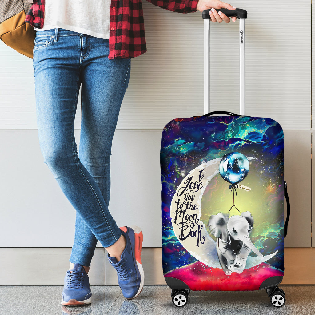 Elephant Love You To The Moon Galaxy Luggage Cover Suitcase Protector Nearkii