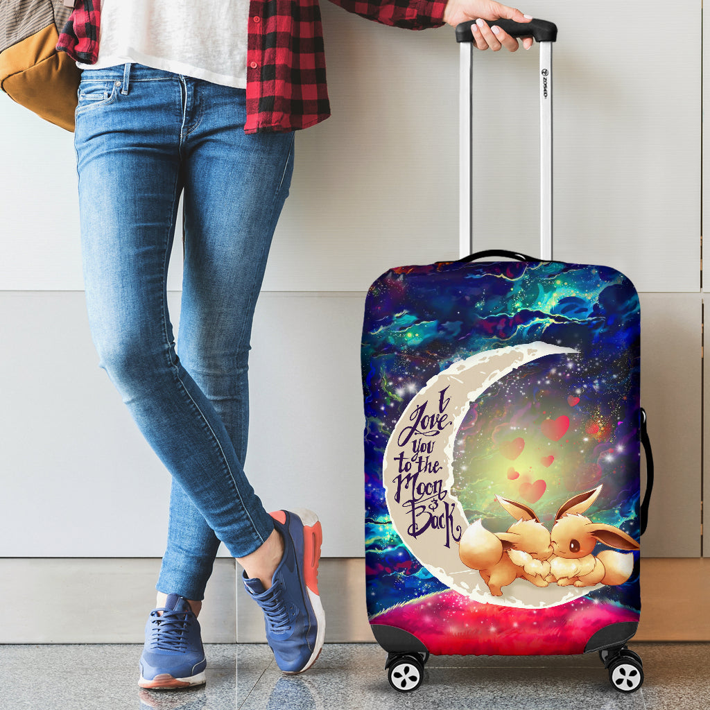 Cute Eevee Pokemon Couple Love You To The Moon Galaxy Luggage Cover Suitcase Protector Nearkii