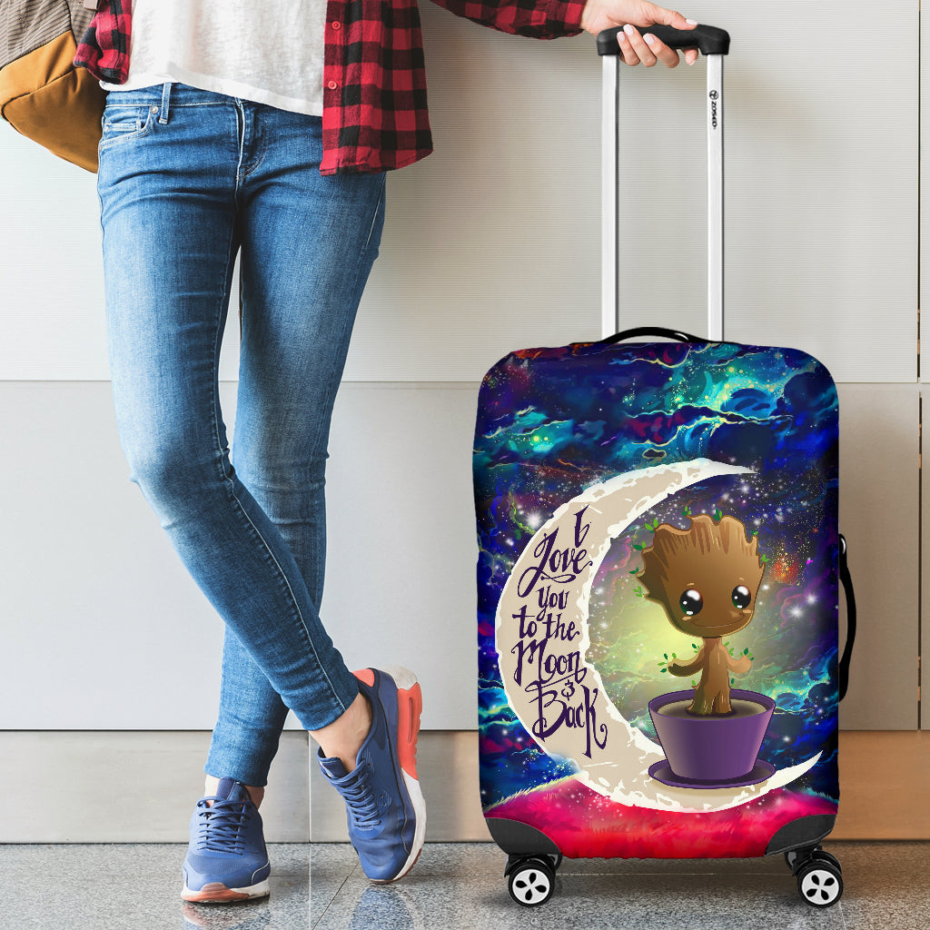 Baby Groot Love You To The Moon Galaxy Luggage Cover Suitcase Protector Nearkii