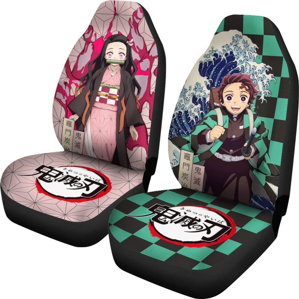 Tanjiro x Nezuko Car Premium Custom Car Seat Covers Decor Protectors Custom Anime Demon Slayer Car Nearkii