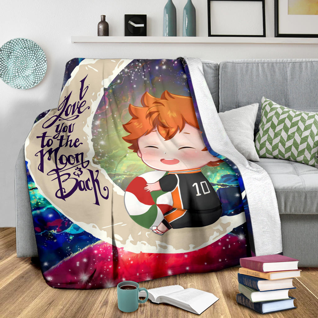 Cute Hinata Haikyuu Love You To The Moon Galaxy Premium Blanket Nearkii