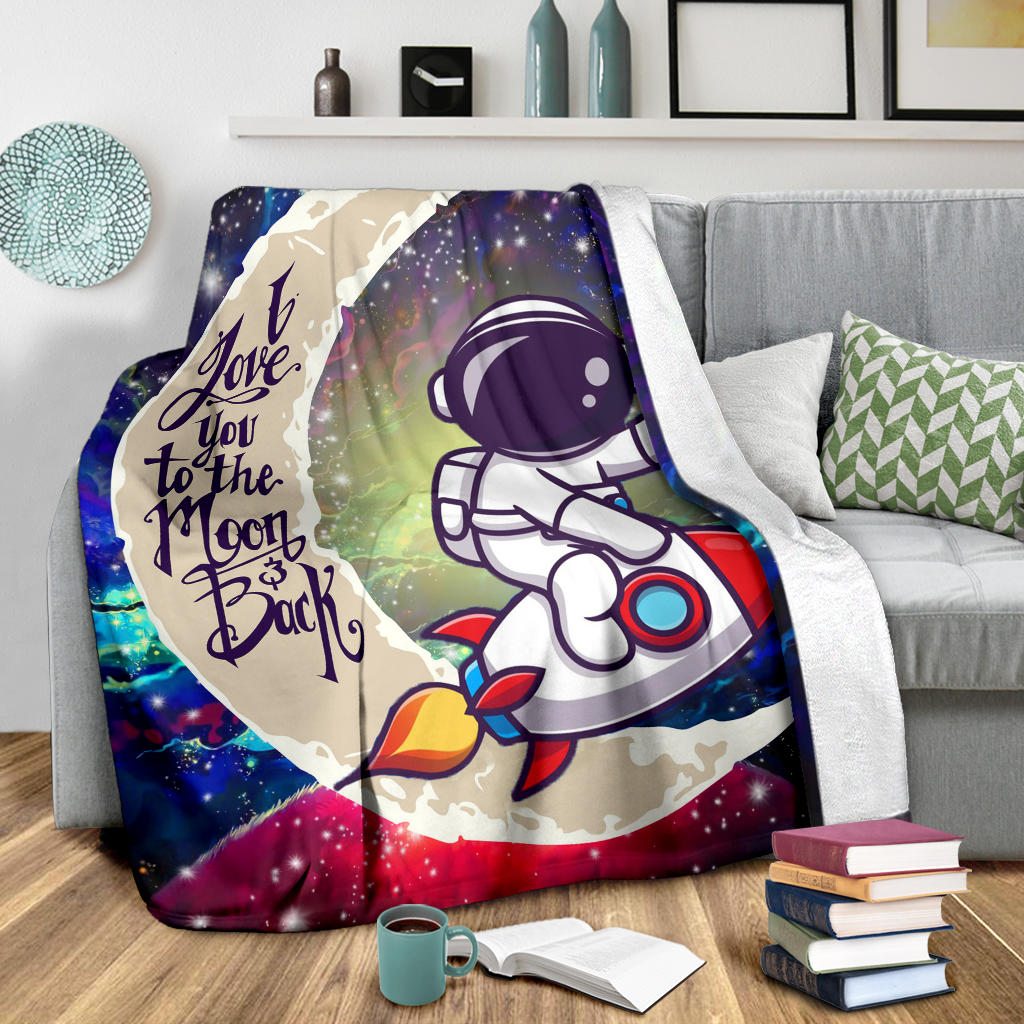 Astronaut Chibi Love You To The Moon Galaxy Premium Blanket Nearkii