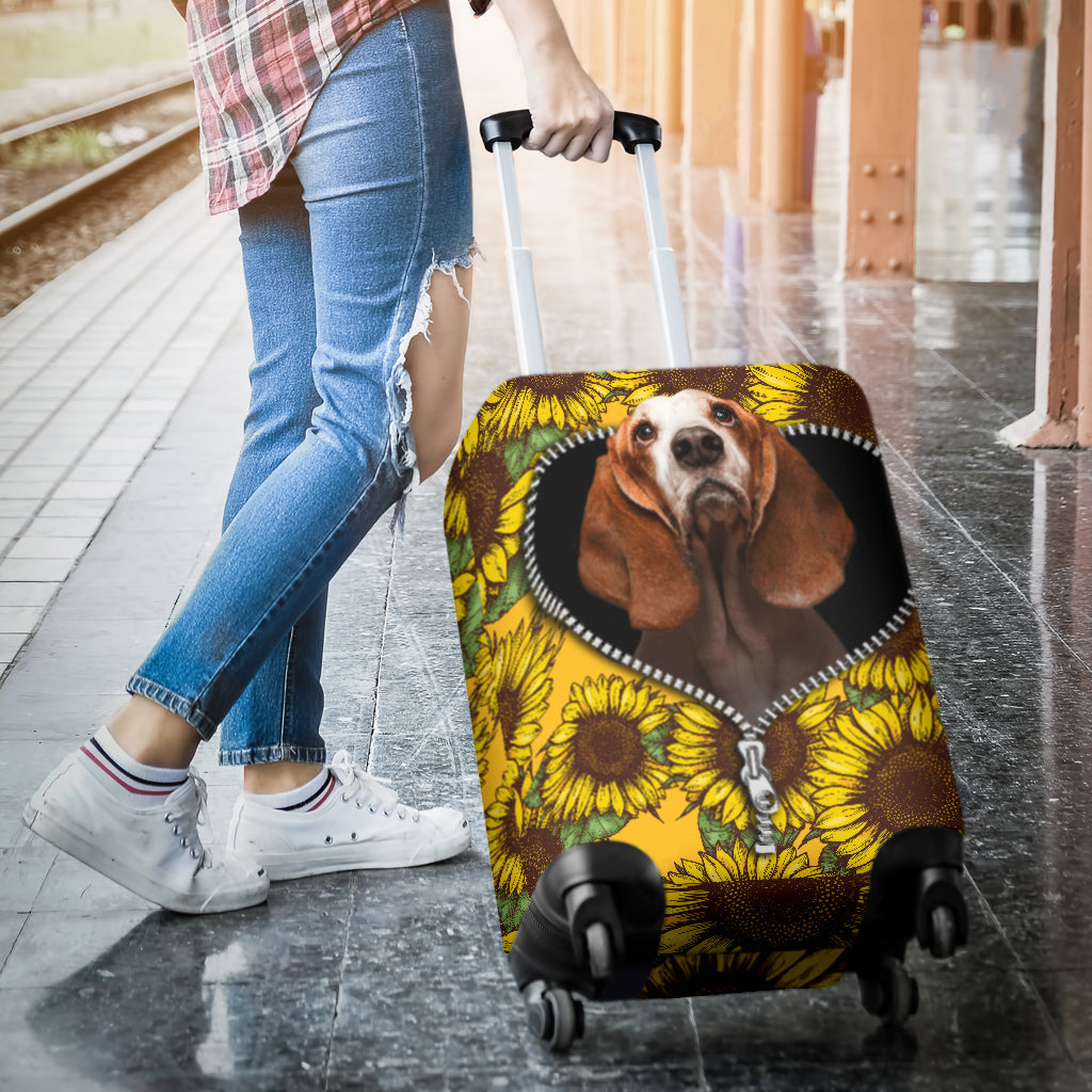 Basset Hound Sunflower Zipper Luggage Cover Suitcase Protector Nearkii