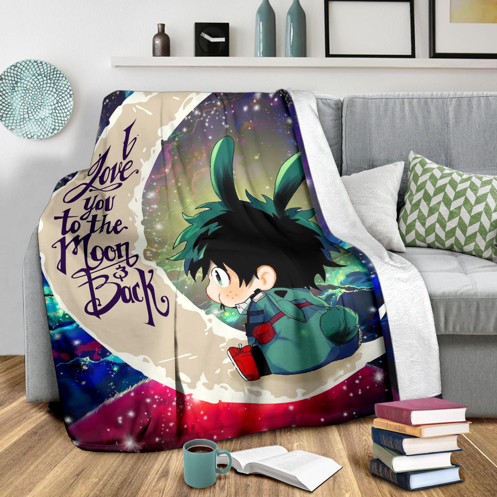 Deku My Hero Academia Anime Love You To The Moon Galaxy Premium Blanket Nearkii