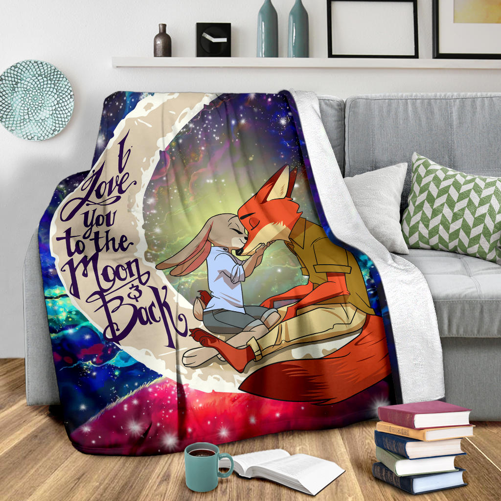 Fox Couple Love You To The Moon Galaxy Premium Blanket Nearkii