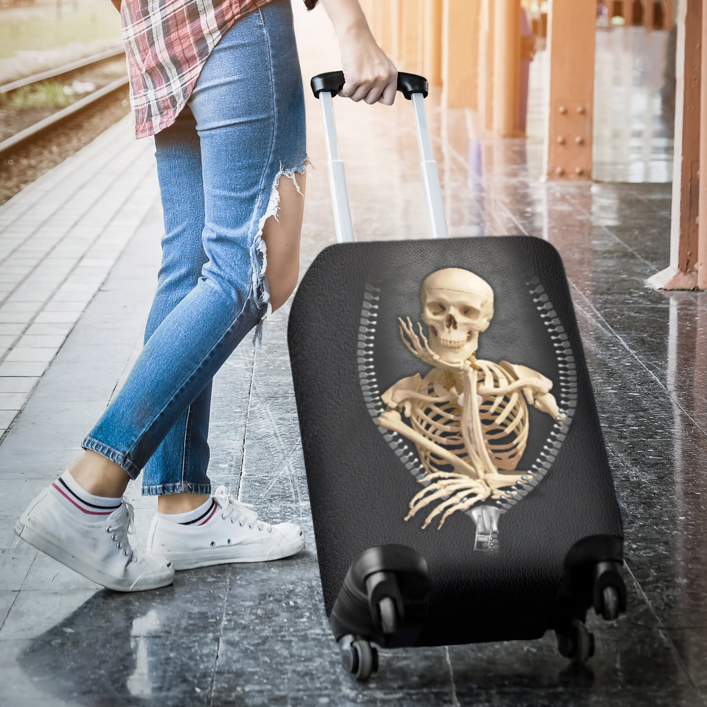 Funny Skull Zipper Luggage Cover Suitcase Protector Nearkii