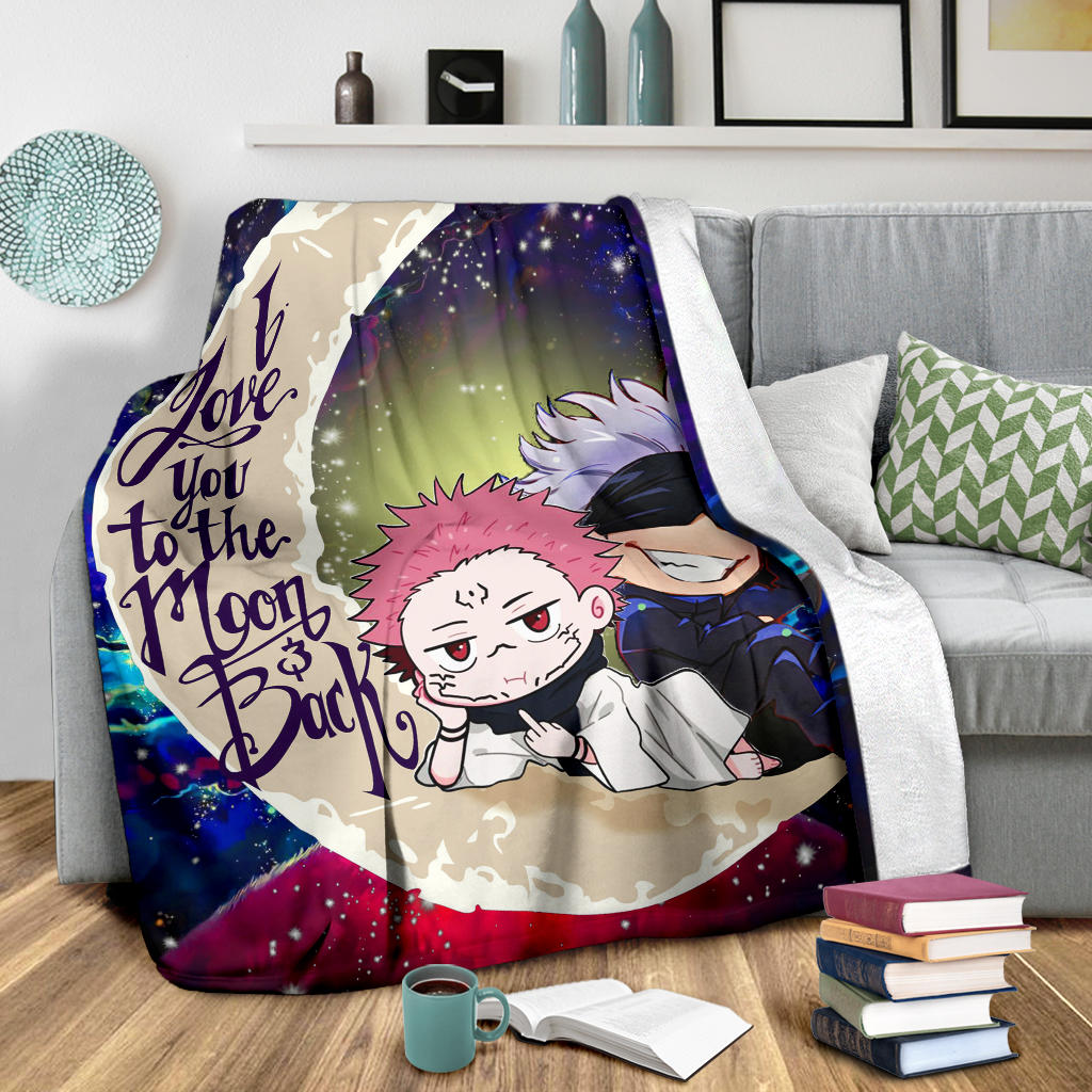 Jujutsu Kaisen Gojo Sakuna Chibi Anime Love You To The Moon Galaxy Premium Blanket Nearkii